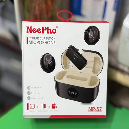 Neepho Collar Clip Magnetic Button Wireless Microphone for Type C, Iphone & Android