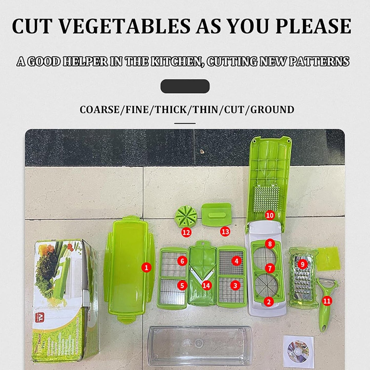 Pack of 12 High Quality 12 in 1 Salad Vegetable Fruit Slicer