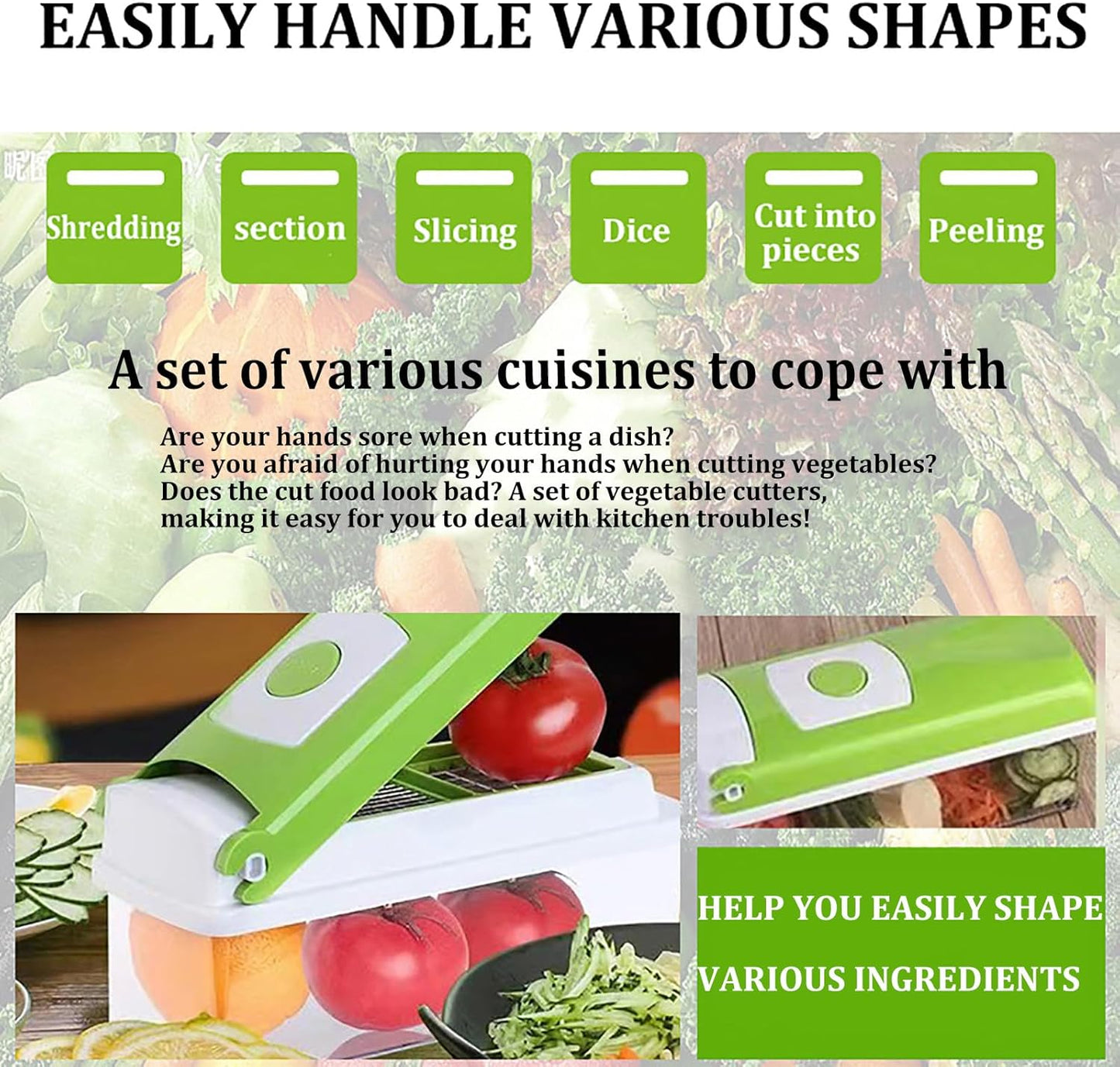 Pack of 12 High Quality 12 in 1 Salad Vegetable Fruit Slicer